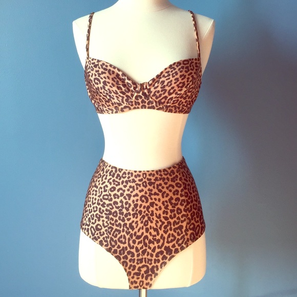 leopard high waisted swimsuit