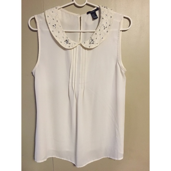 Forever 21 Tops - White jeweled blouse