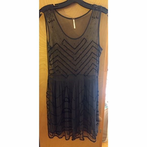 Free People grey mesh beaded dress!