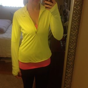 Nike Fluorescent yellow Dri-Fit Run 1/4 zip Jacket