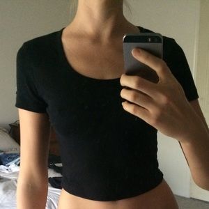 American Apparel Black Crop Tee