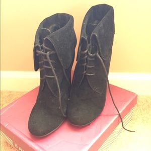 Black velvet booties