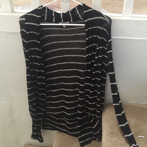 Charlotte Russe Black/White Striped Cardigan