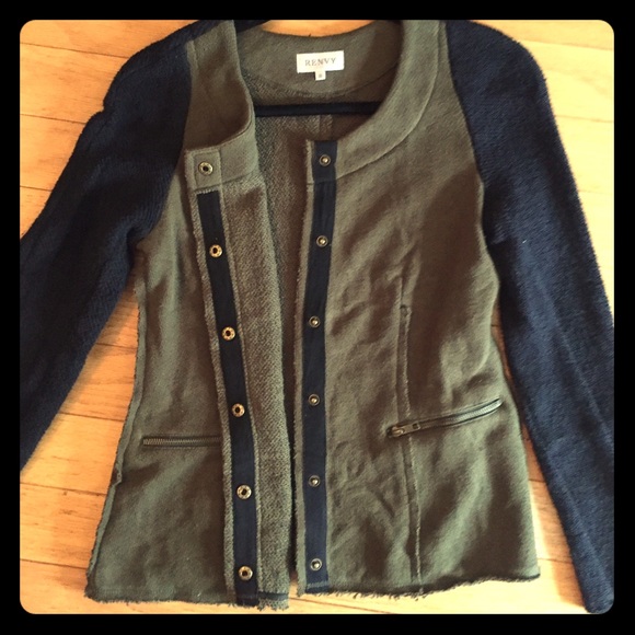 Renvy Green and Black Sweater Jacket