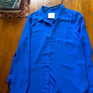 See through blue long sleeve button up!