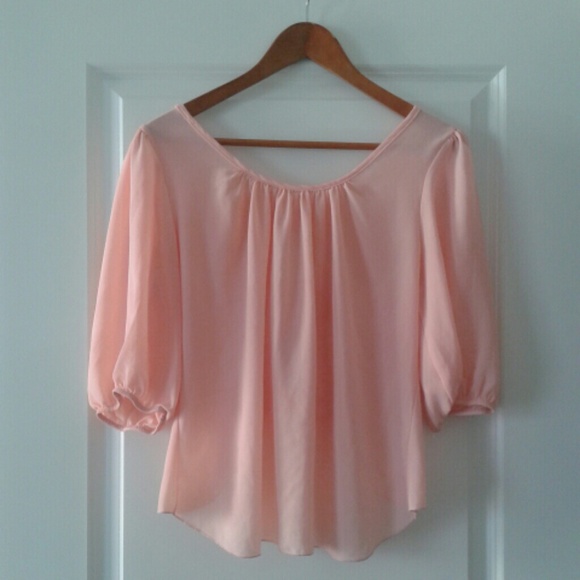 Peach sheer backless top