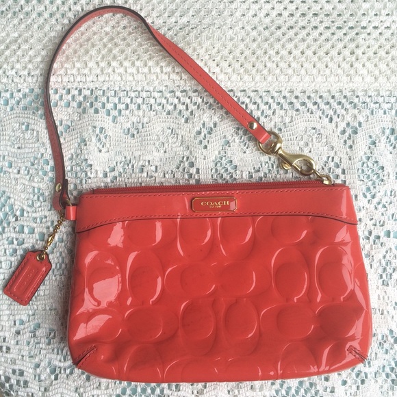 Authentic embossed patent leather Coach clutch