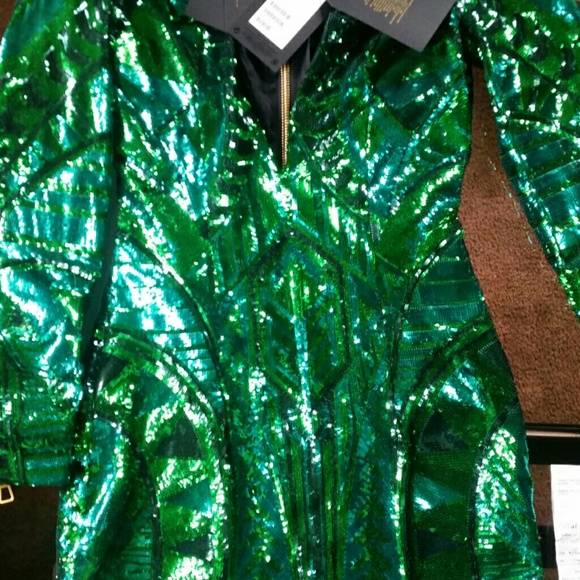 Balmain for H&M green sequence dress
