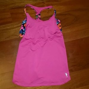 Workout tank top with built in sports bra