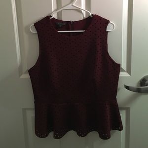 Burgundy peplum top
