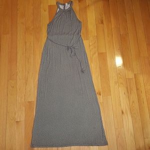 Black and White Maxi Dress with Tie Waist