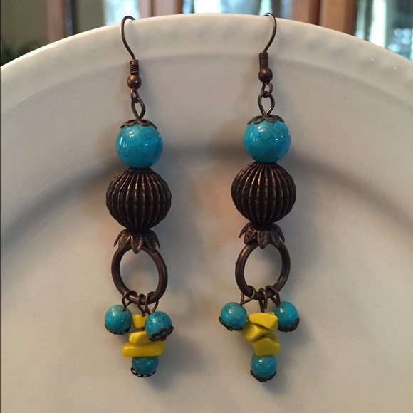 Beautiful Turquoise and Yellow earrings.
