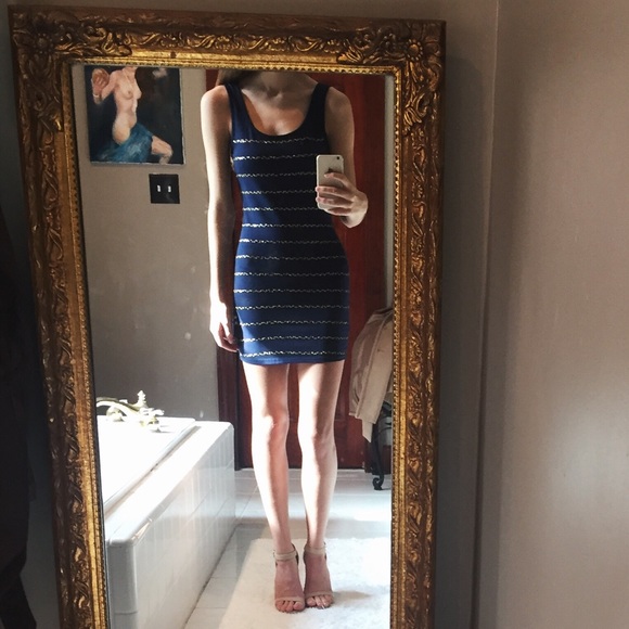 Navy with Gold and Black Sequins Body Dress