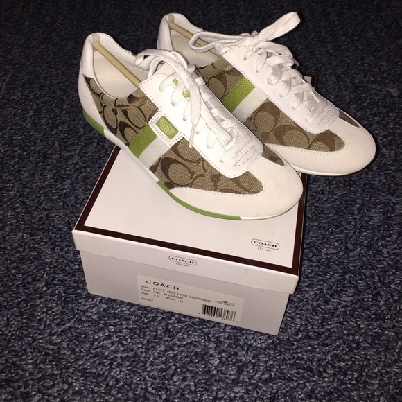 Coach brown green and white sneakers