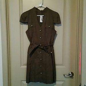Express Olive Button Down Dress