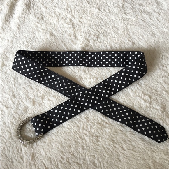 Express Black & White Polka Dot Embellished Belt - Picture 2 of 4