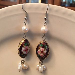 Indian beads with pearl accent earrings