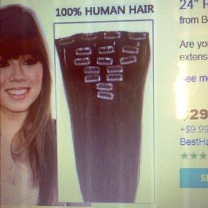 Clip in hair extensions, human hair