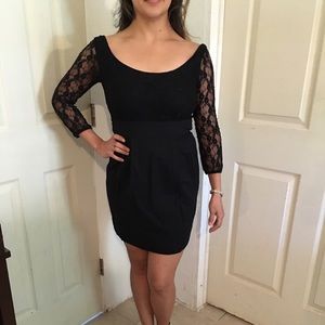 Sexy little black dress with long sleeve lace