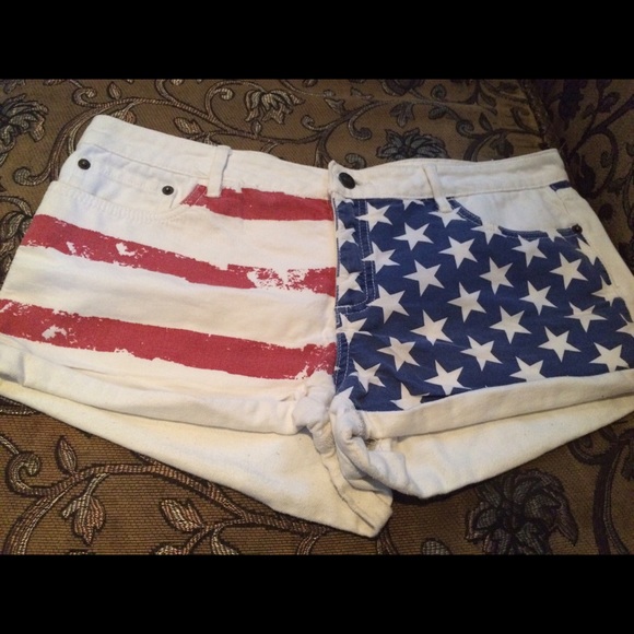 White American Flag Shorts