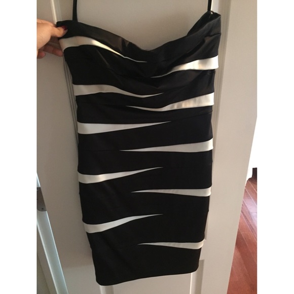 Black & White Strapless Cocktail Dress