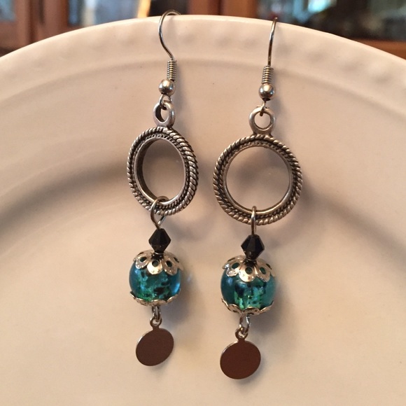 Blue glass bead earrings