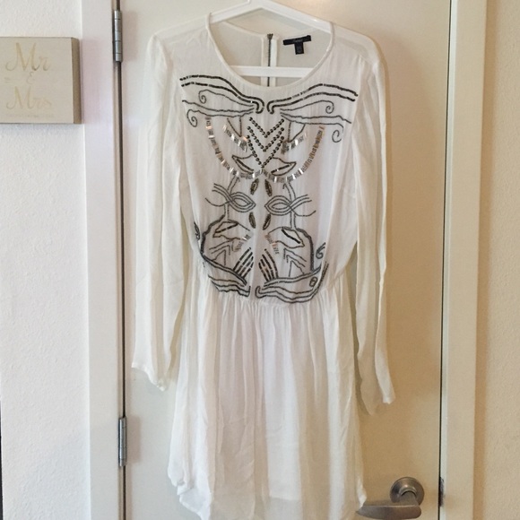 ZARA White Dress with Unique Beading