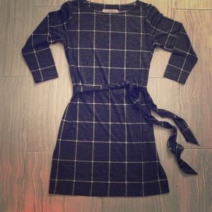 NWT LOFT Windowpane tie waist dress XSP