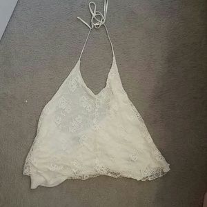 Flowy, lace, low back halter top