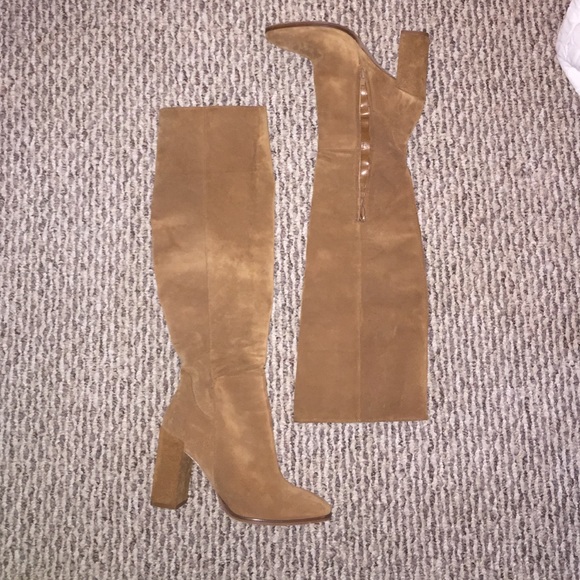 Zara below the knee camel boots