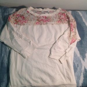 Forever 21 lace floral cream shirt