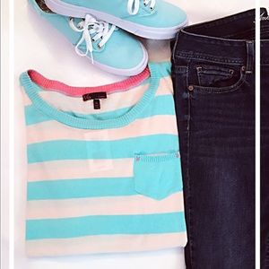 ⚡️SALE⚡️Soft Blue and White Striped Top