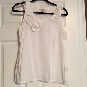 JCrew ruffle neckline cotton tank blouse.