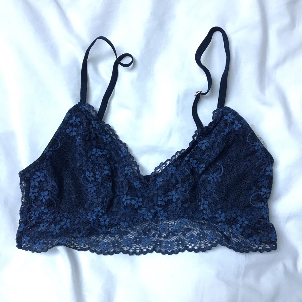 Navy Blue Lace Triangle Bralette