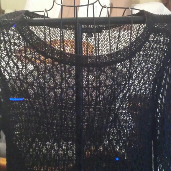Black open weave sweater - Picture 2 of 4