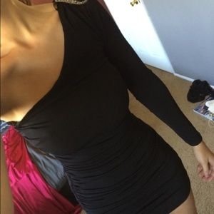 One Sleeve Black Dress