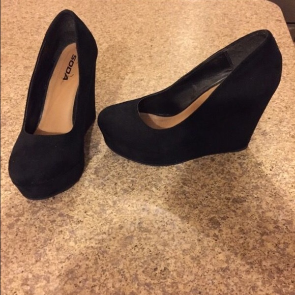 Black Suade Wedges