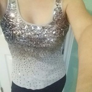 Express silver sequin tank top