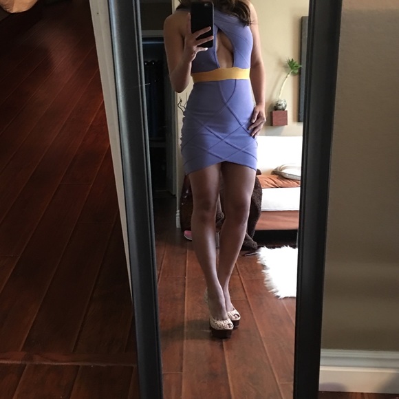 Sexy purple cross cross halter bandage dress small