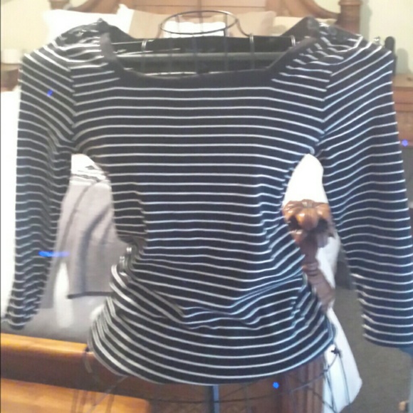 Black white stripe cotton tee - Picture 1 of 3