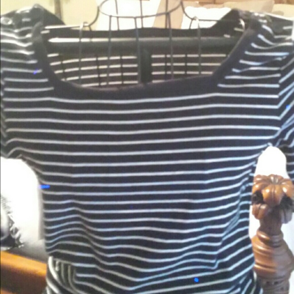 Black white stripe cotton tee - Picture 2 of 3