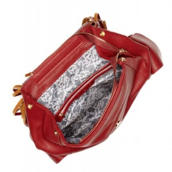 Fringe Backpack In Wine - Picture 3 of 4