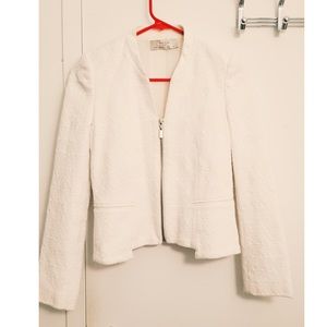 Zara White Brocade Blazer