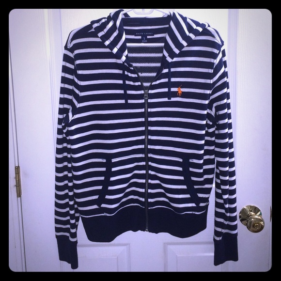 ralph lauren blue and white striped sweater