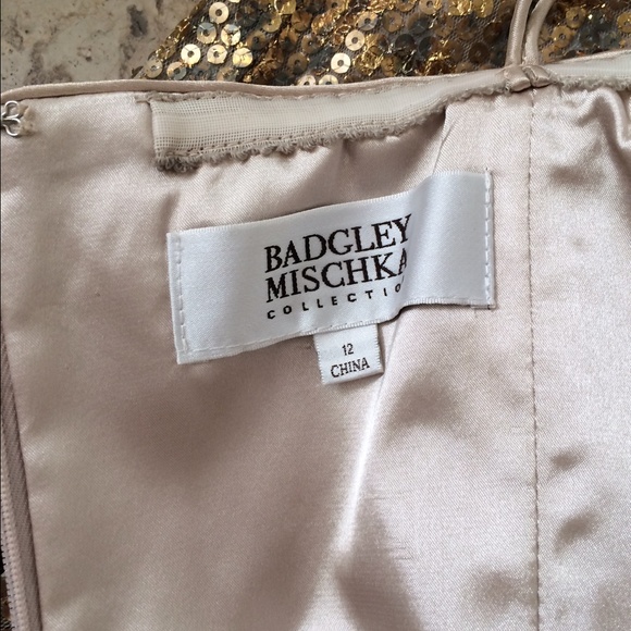 Badgley Mischka gold sequin cocktail dress - Picture 2 of 4