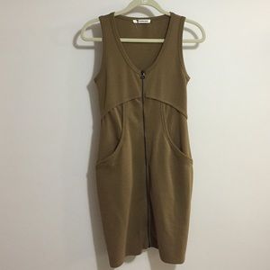 T by Alexander wang tan ponte zipper dress