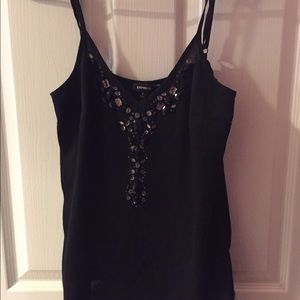 Black top with rhinestones and Bead work