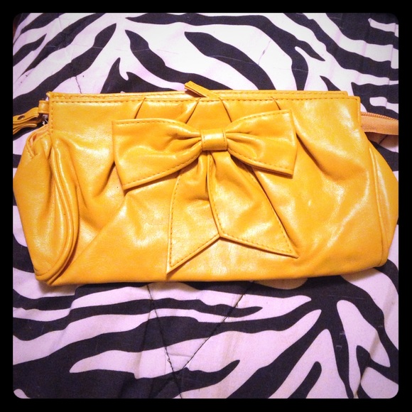 Yellow clutch wristlet