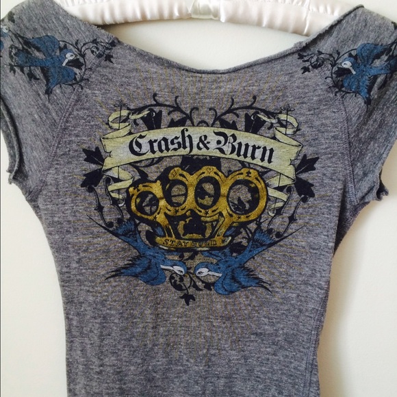 Womens grey Crash n Burn top
