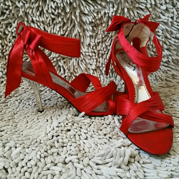 ***SOLD*** Red Satin Strappy Heels Liu Chiny